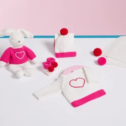 Doudou, Peluche|Eveil, Doudou Et Peluche-Jacadi Pull pour peluche lapin moyen modèle - Love Maille - ROSE