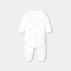 Pyjama|Pyjama-Jacadi Pyjama bébé fille en velours motif lapin - BLANC/ROSE