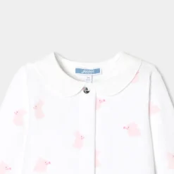 Pyjama|Pyjama-Jacadi Pyjama bébé fille en velours motif lapin - BLANC/ROSE