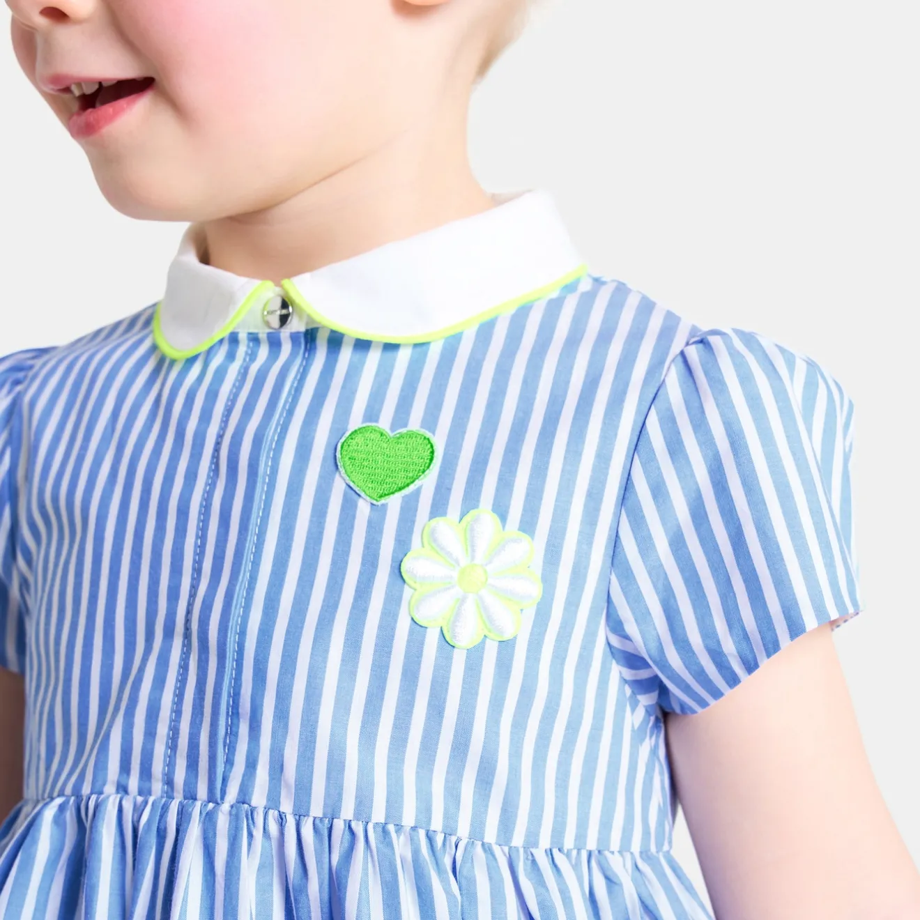 Robe-Jacadi Robe bébé fille coupe trapèze BLANC/BLEU