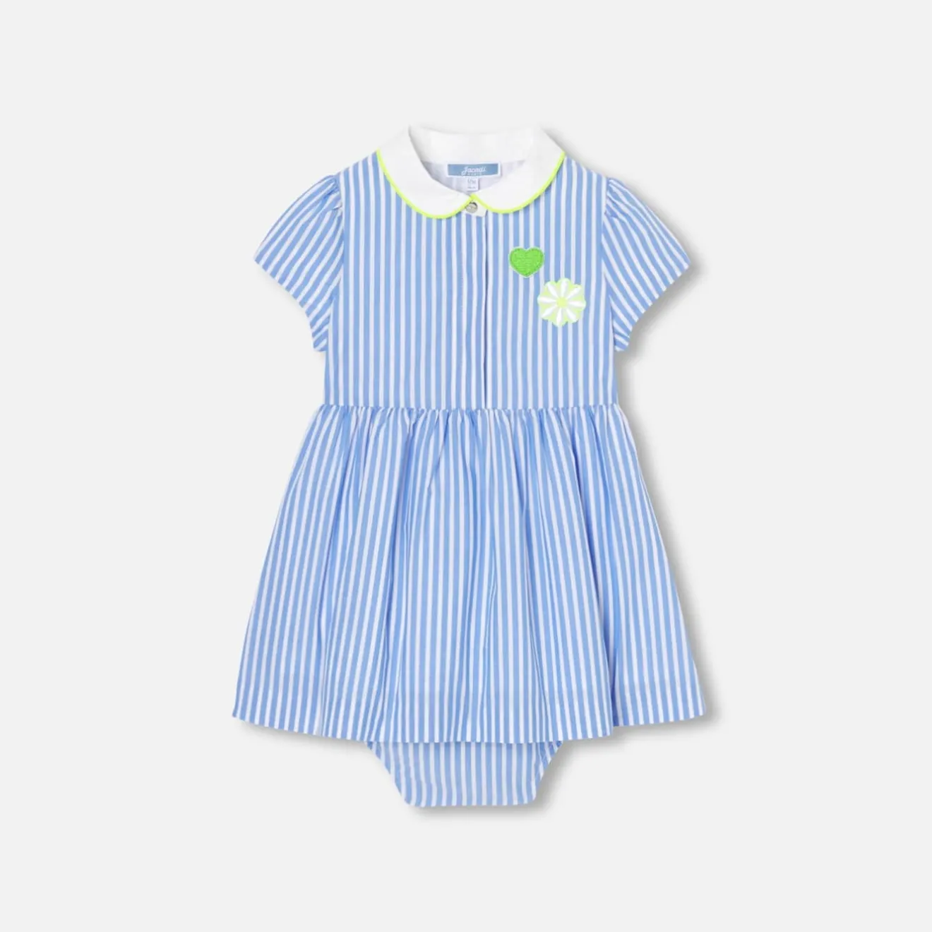 Robe-Jacadi Robe bébé fille coupe trapèze BLANC/BLEU