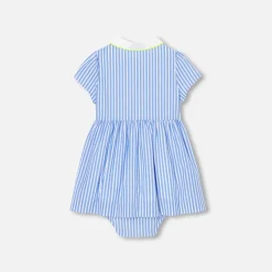 Robe-Jacadi Robe bébé fille coupe trapèze BLANC/BLEU