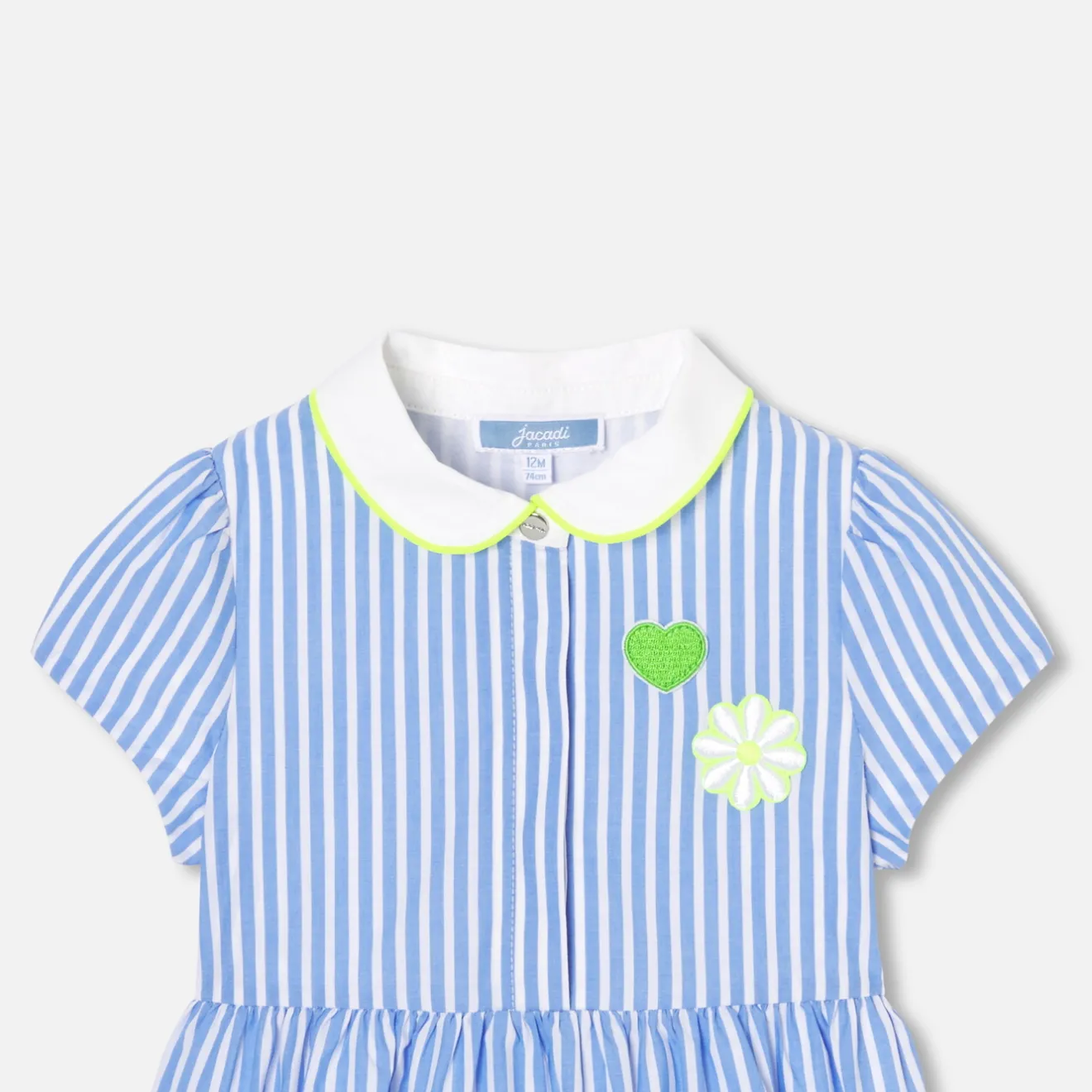Robe-Jacadi Robe bébé fille coupe trapèze BLANC/BLEU