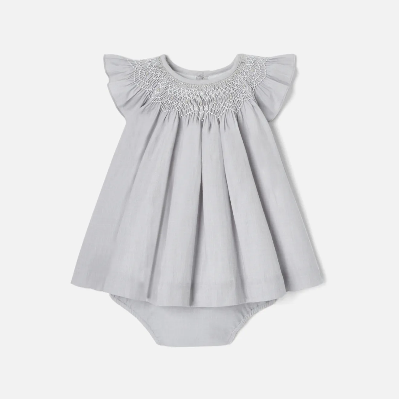 Robe-Jacadi Robe bébé fille en fil à fil - GRIS/BLANC