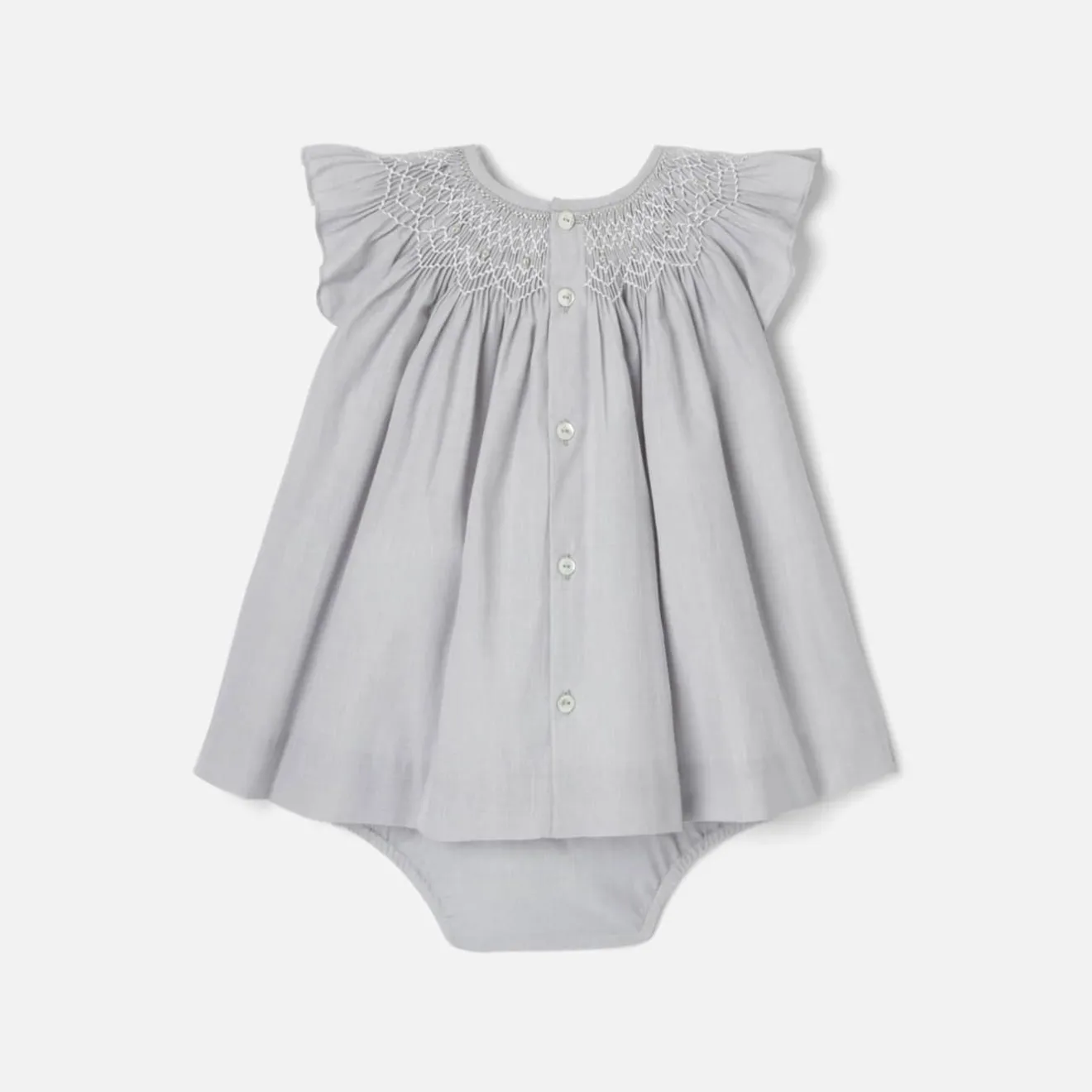 Robe-Jacadi Robe bébé fille en fil à fil - GRIS/BLANC