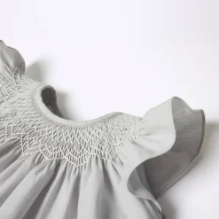 Robe-Jacadi Robe bébé fille en fil à fil - GRIS/BLANC