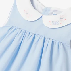 Robe-Jacadi Robe bébé fille en fil à fil - BLEU/BLANC