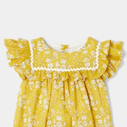 Robe-Jacadi Robe bébé fille en tissu Liberty - JAUNE/BLANC