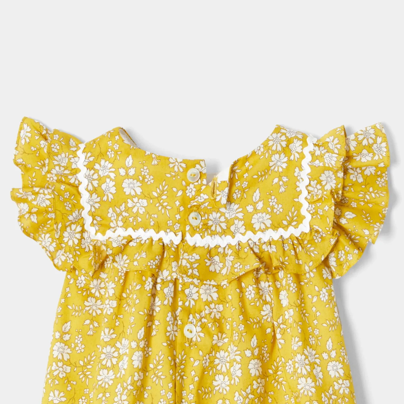 Robe-Jacadi Robe bébé fille en tissu Liberty - JAUNE/BLANC