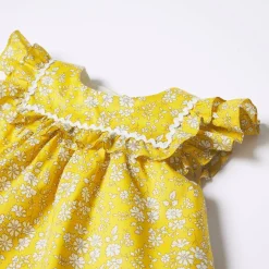 Robe-Jacadi Robe bébé fille en tissu Liberty - JAUNE/BLANC