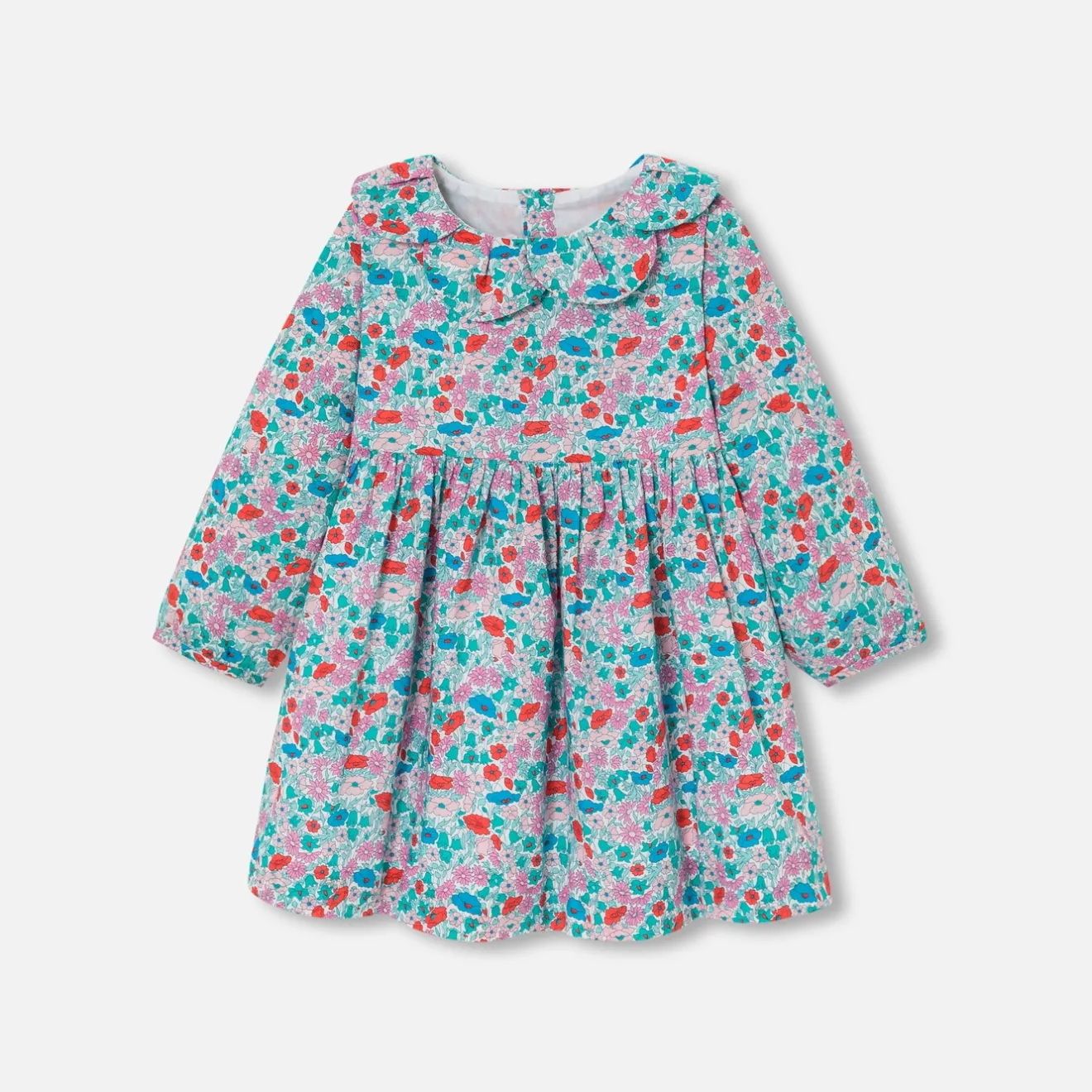 Robe-Jacadi Robe bébé fille en Tissu Liberty BLANC/MULTICO