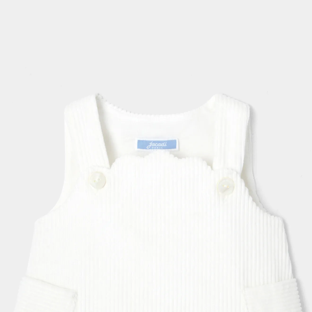 Robe-Jacadi Robe chasuble bébé fille en velours - blanc doux BLANC DOUX JACADI