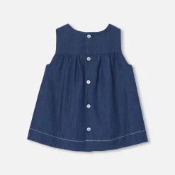 Robe-Jacadi Robe chasuble bébé fille en denim léger - DENIM FONCE