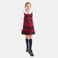 Robe Et Jupe-Jacadi Robe chasuble enfant fille en flanelle - MARINE/ROUGE