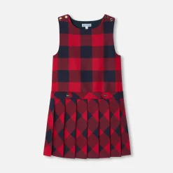 Robe Et Jupe-Jacadi Robe chasuble enfant fille en flanelle - MARINE/ROUGE