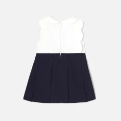 Robe-Jacadi Robe de cérémonie bébé fille BLANC/MARINE