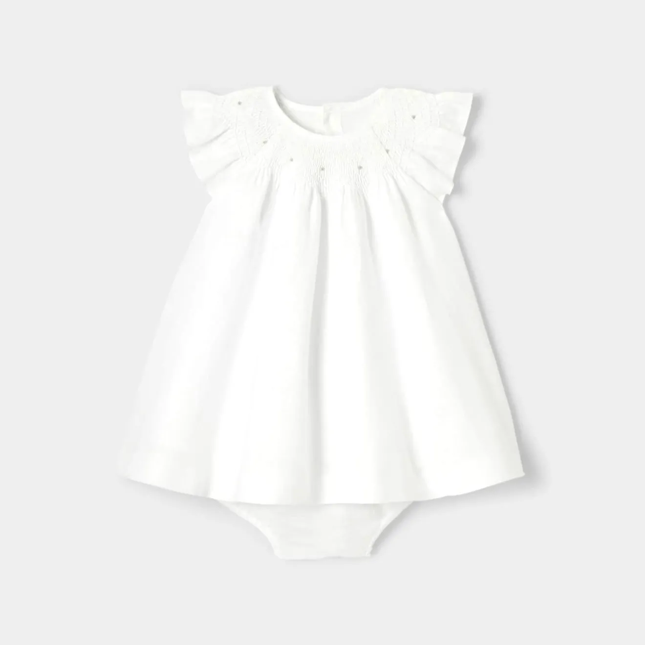 Robe-Jacadi Robe de cérémonie en lin bébé fille - blanc BLANC JACADI