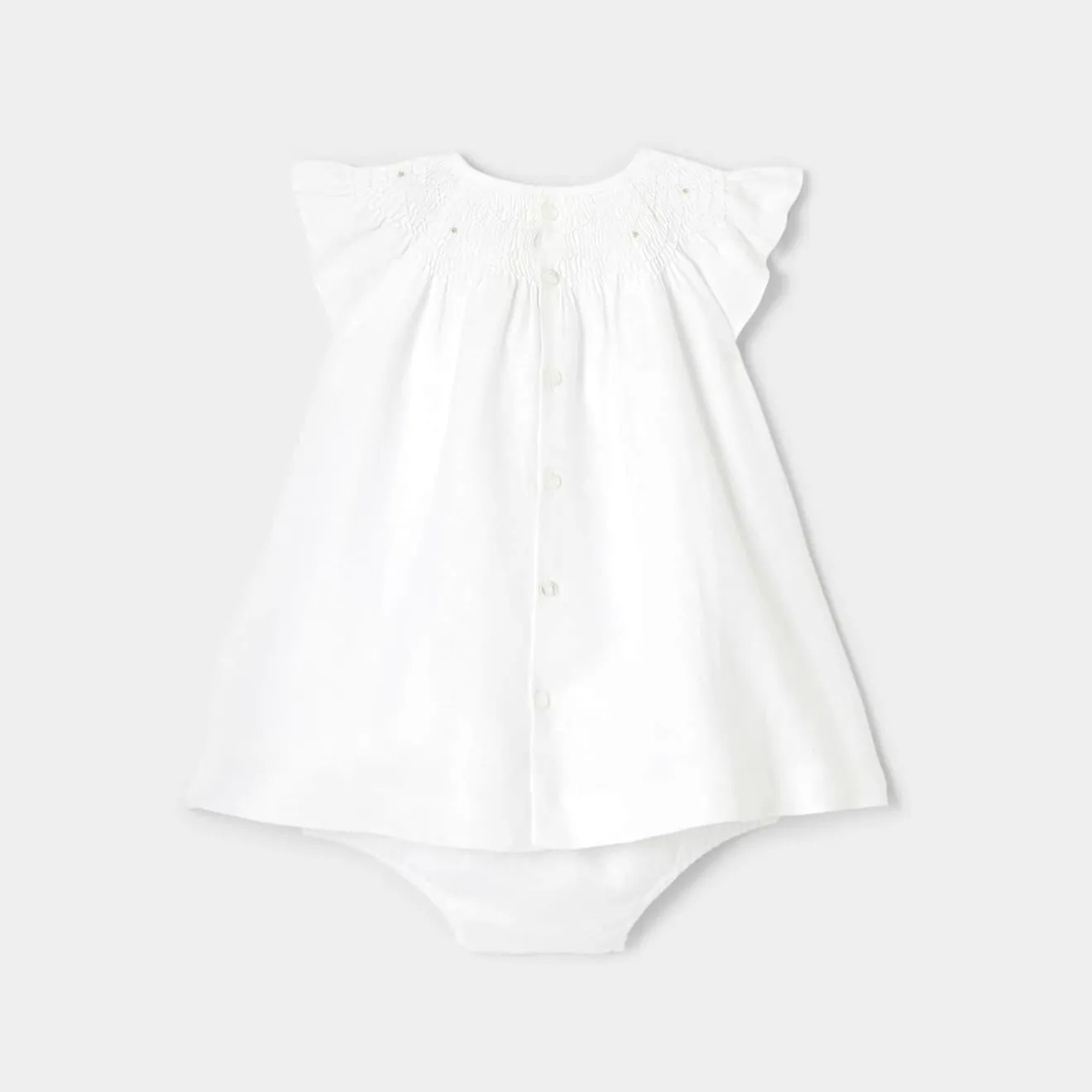 Robe-Jacadi Robe de cérémonie en lin bébé fille - blanc BLANC JACADI