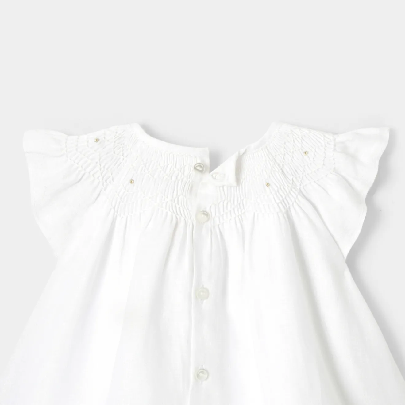 Robe-Jacadi Robe de cérémonie en lin bébé fille - blanc BLANC JACADI