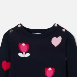 Robe Et Jupe-Jacadi Robe enfant fille jacquard fleurs et cœurs - lore BLEU/MULTICO