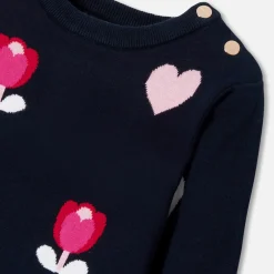 Robe Et Jupe-Jacadi Robe enfant fille jacquard fleurs et cœurs - lore BLEU/MULTICO