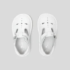 Nu-Pieds|Chaussures Basses-Jacadi Salomés bébé mixte en cuir lisse - blanc BLANC JACADI