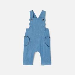 Combinaison, Barboteuse Et Ensemble-Jacadi Salopette bébé fille en jean - DENIM FONCE
