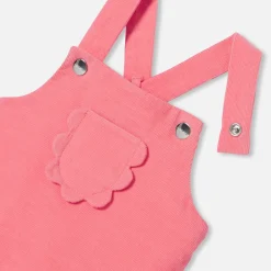 Combinaison, Barboteuse Et Ensemble-Jacadi Salopette bébé fille en velours - CORAIL