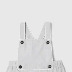 Combinaison, Barboteuse Et Ensemble-Jacadi Salopette courte bébé garçon en fil à fil - BLANC/GRIS