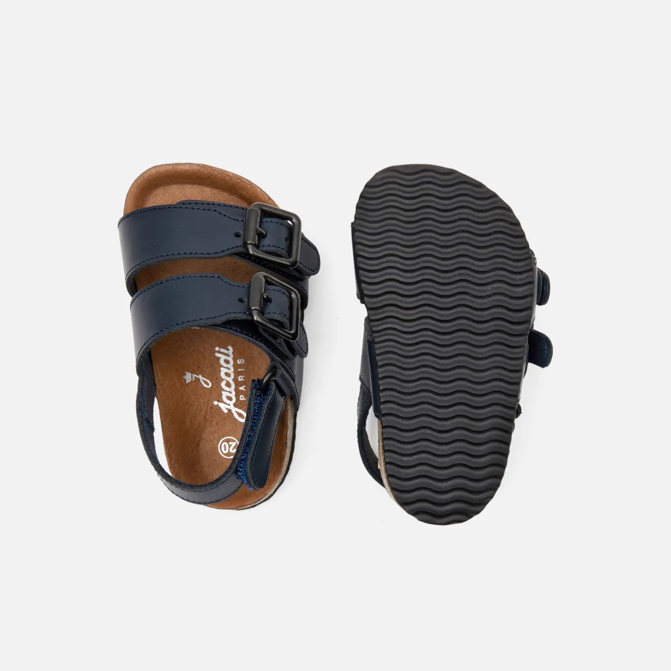 Nu-Pieds-Jacadi Sandales bébé garçon en cuir lisse - marine MARINE JACADI