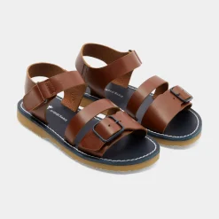 Nu-Pieds|Chaussures-Jacadi Sandales enfant garçon en cuir lisse - NATUREL