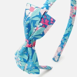 Accessoires-Jacadi Serre-tête enfant fille en tissu Liberty - ROSE/VERT