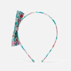 Accessoires-Jacadi Serre-tête enfant fille nœud Liberty - ROSE/VERT