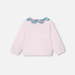 Pull, Sweat Et Cardigan-Jacadi Sweat bébé fille à col Tissu Liberty - rose poudre ROSE POUDRE JACADI