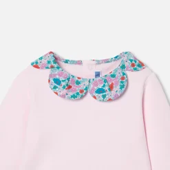 Pull, Sweat Et Cardigan-Jacadi Sweat bébé fille à col Tissu Liberty - rose poudre ROSE POUDRE JACADI