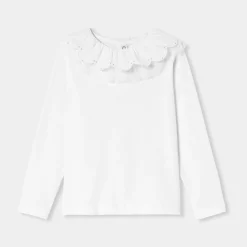 T-Shirt, Polo Et Sous-Pull-Jacadi T-shirt enfant fille à collerette BLANC JACADI