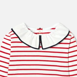T-Shirt, Polo Et Sous-Pull-Jacadi T-shirt rayé enfant fille - BLANC/ROUGE