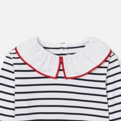 T-Shirt, Polo Et Sous-Pull-Jacadi T-shirt rayé enfant fille - BLANC/MARINE